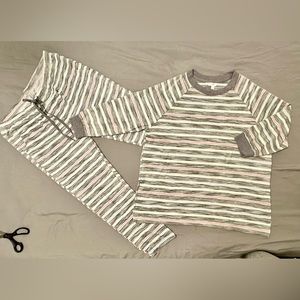 Secret Treasures Raglan Sleeve Grey Heather Multi Stripe Pajamas size Small